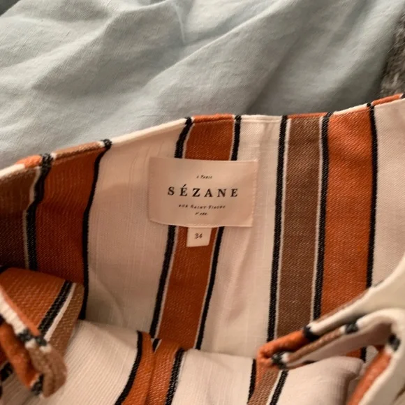 Sezane Striped Skirt in Brown and Cream - Picture 5 of 6